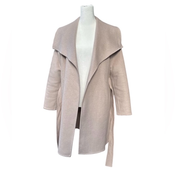 TAHARI Women’s Ella  Double Face Wool Wrap Coat w/Tie Belt in Soft Almond Sz: XS - Picture 9 of 13